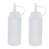 Uxcell Plastic Condiment Bottles for Oil and Sauces, Dispenser with Nozzle Caps, White, 200ml, Set of 2