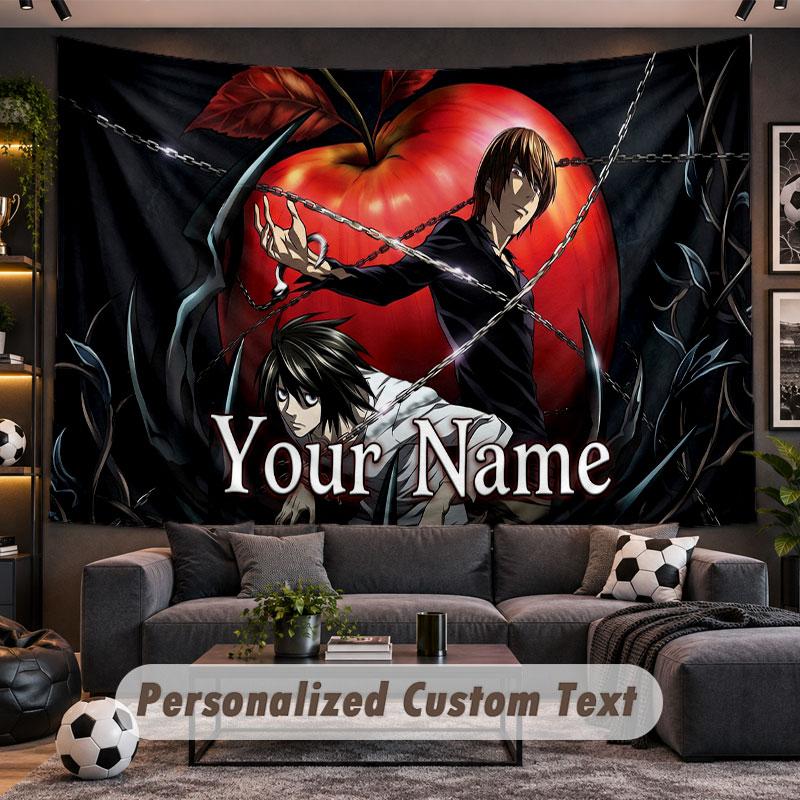Wall Hanging Tapestry Custom NameDeath Note Pattern Personalized Printed Fabric Wall Decor
