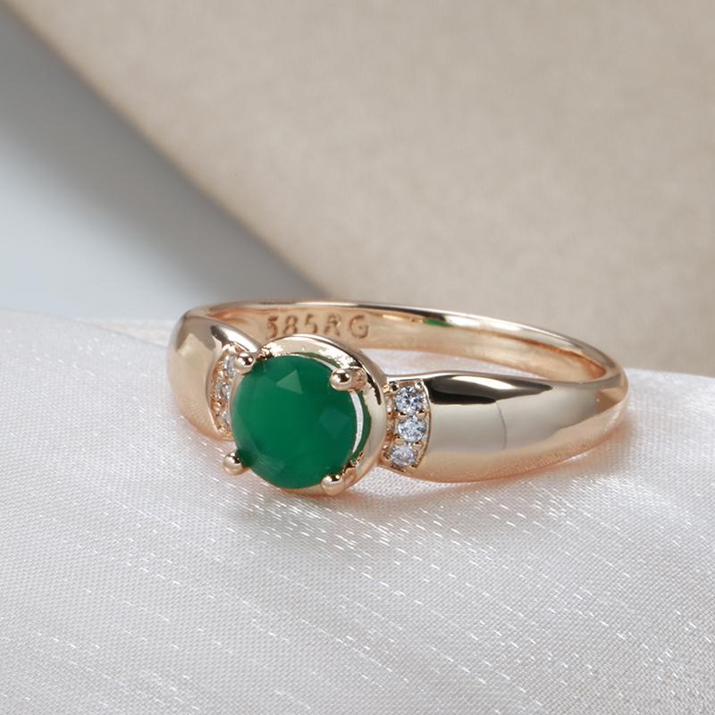 Vintage Green Zircon Rose Gold Rings For Women KTJ