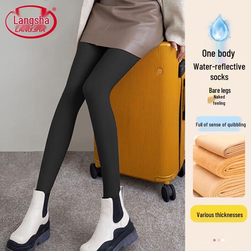 

Langsha Autumn Winter Fleece-Lined Bare Leg Illusion Tights One Size (80-140 lbs)