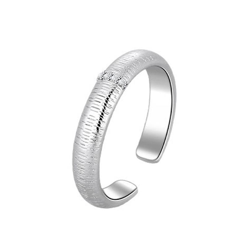 Versatile Vintage-Style Zircon Ring for Women - Elegant Stackable Starburst Retro Brushed Index Finger Ring Adjustable Open Size