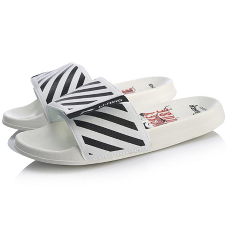 Li Ning Sports Fashion Series Disney Mickey Crossover Lightweight Stylish White Black Slippers Women's AGAQ024-3