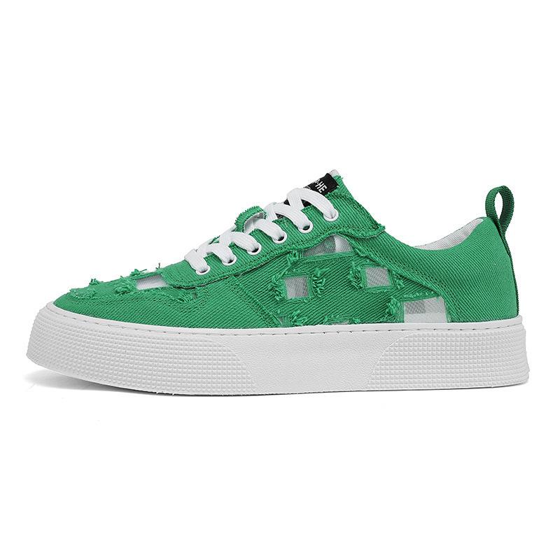 New Men's Shoes Summer Breathable Lace-up Cloth Shoes Men's Sports and Leisure Shoes Little White Shoes Versatile Board Shoes