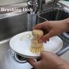 1PC Bamboo Dish Scrub Brush Soap Dish Kitchen Wooden Dish Scrubber Cleaning Brush for Washing Dish Cast Iron Pan Pot