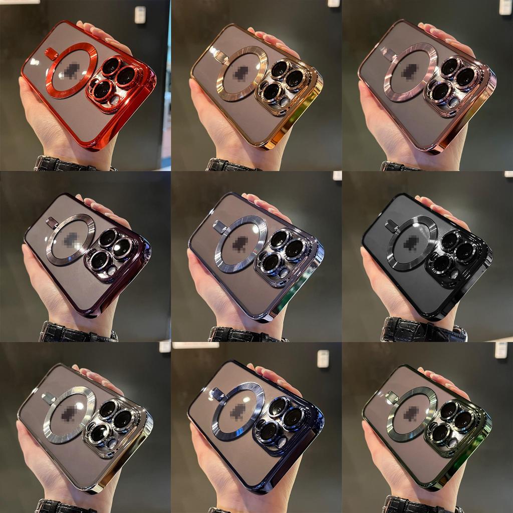 15 For Iphone Promax Magnetic Plating Clear Wireless Charging Shockproof Cover