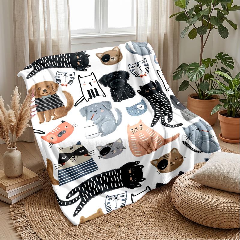 Canine Cloudy Dreamscape blanket Personalized Name Flannel Blanket Soft Cozy Plush Throw for Sofa Bed Lightweight Home Decor