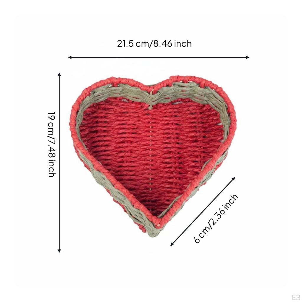 Heart Shaped Storage Basket Handmade Desktop for Dresser, Shelf S Ym152