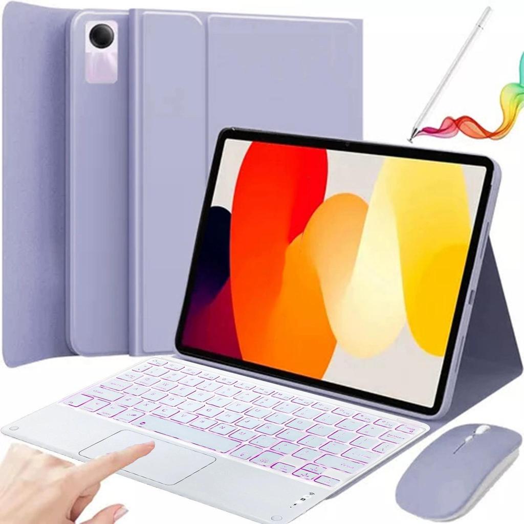 Redmi Pad SE 11-Zoll Touch-Tastatur mit Hintergrundbeleuchtung & Bluetooth & Leder-Schutzhülle mit Stifthalter (Kompatibilität: 2025 Redmi Pad 2)