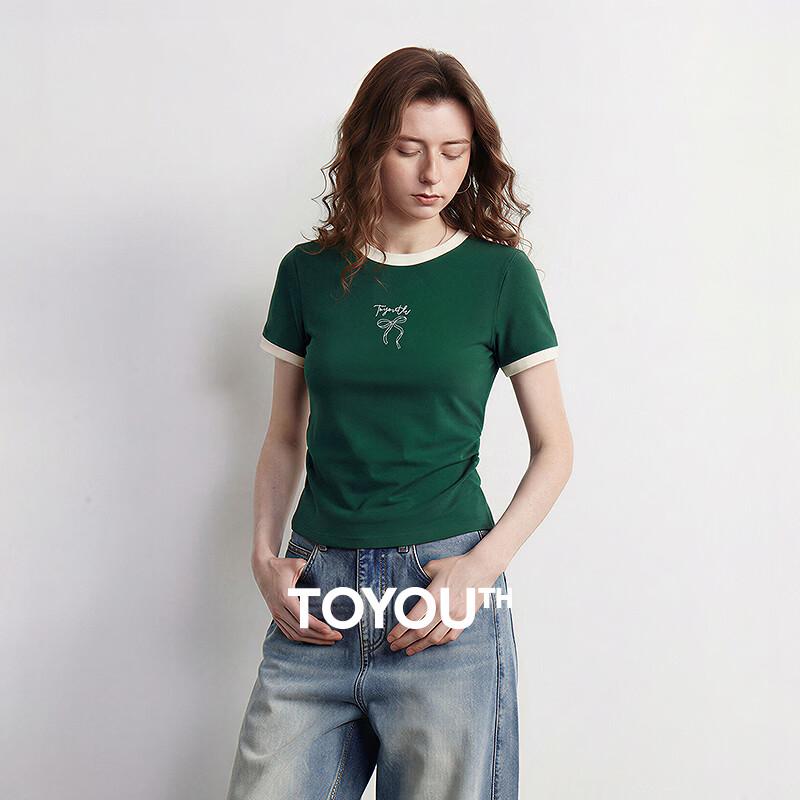 Women s 5A Antibacterial Ice Porcelain Cotton T-Shirt with Bowknot Embroidery M