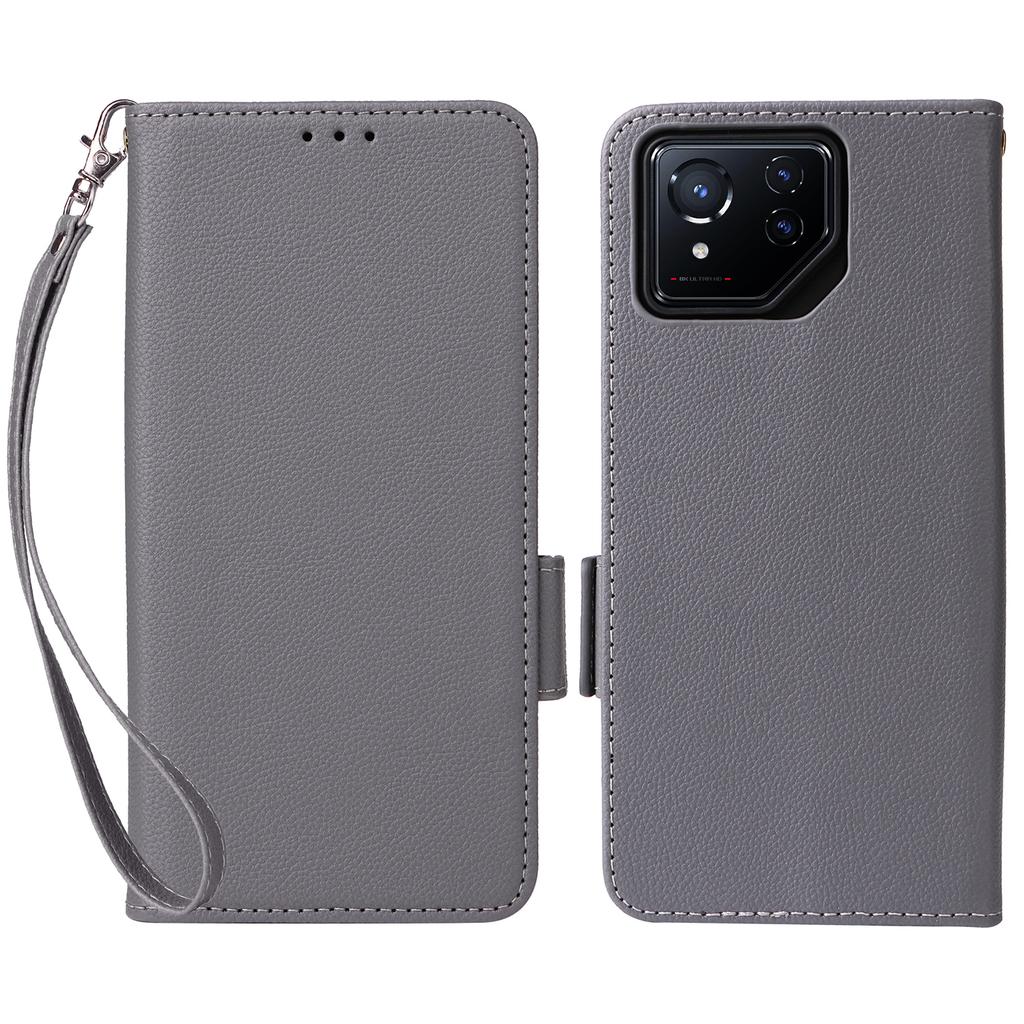 For Asus ROG Phone 8 5G/ROG Phone 8 Pro 5G Case with Wrist Strap Litchi Texture PU Leather Wallet Phone Cover