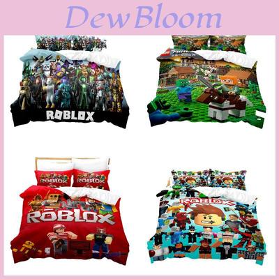Cartoon Roblox Minecraft Digital Print Bedding Set High-quality Cartoon Style White Color