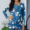 Women's Fashionable Casual Printed Long Sleeved Round Neck Top Round Neck Top Top