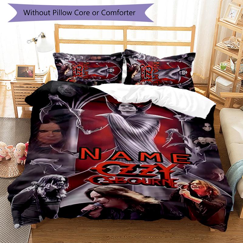 3pcs Custom Name Rock Ozzy Osbourne Bedding Set Duvet Cover Closure Includes 1 Duvet Cover & 2 Pillowcases for All Seasons Bedroom Decor