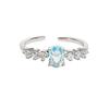 Light Luxury High-End Sea Blue Zircon Light Luxury Sugar Cube Love Open Ring Niche Stacking Wearing Colored Treasure Exquisite Ring