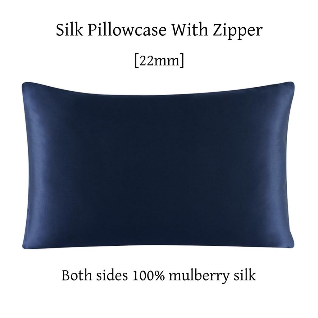 22 Momme Silk Zipper Pillowcase 1pc 100% Nature Mulberry Silk Muticolor Pillow Case For Healthy Standard Queen King