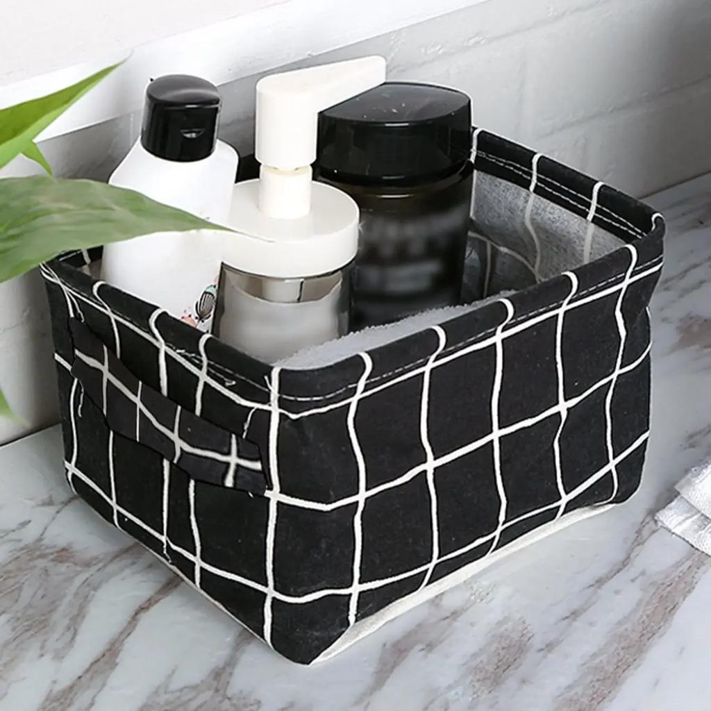 Linen Desktop Storage Basket Sundries Toy Storage Box Laundry Basket Underwear Cosmetic Organizer Office Stationery Organizer