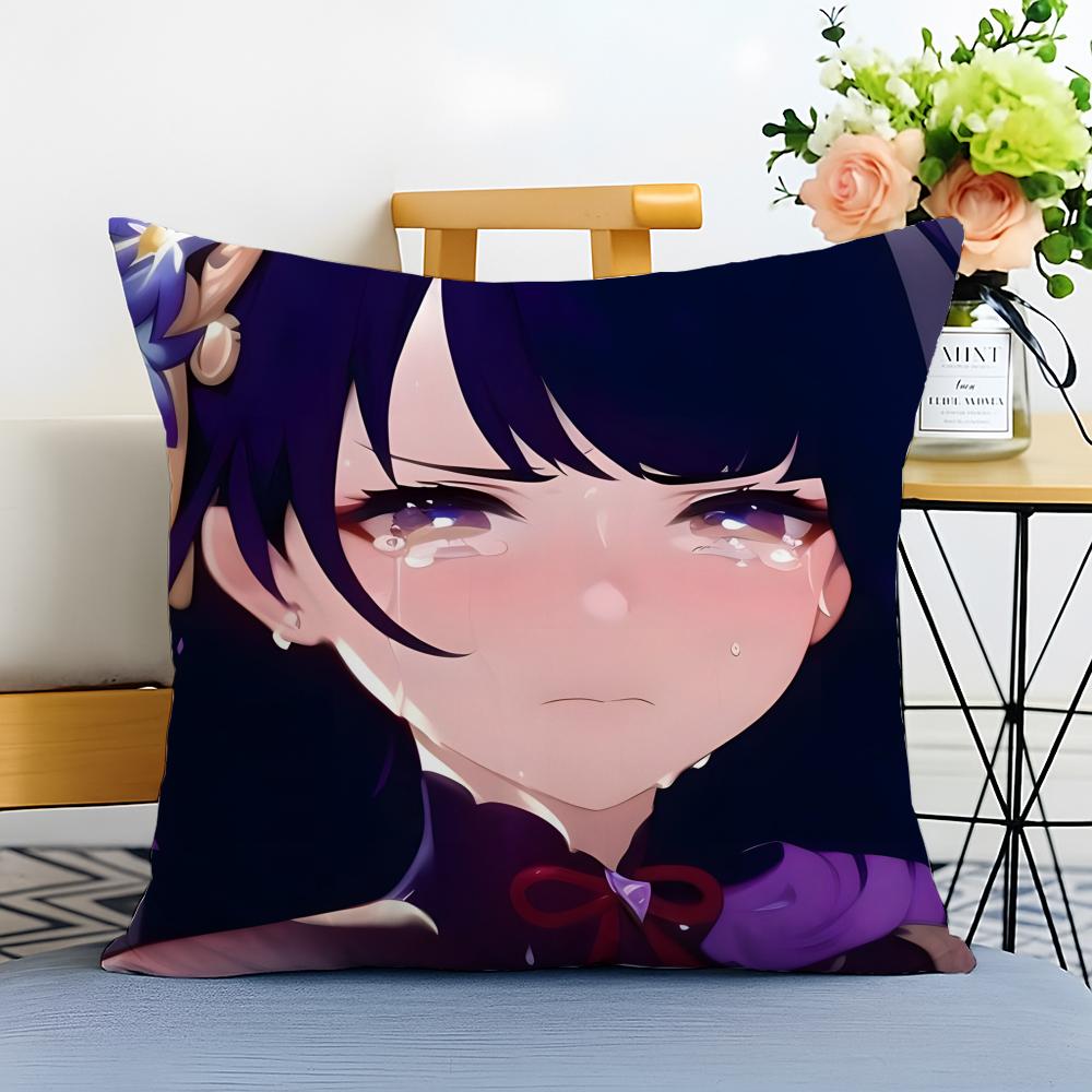 Hot Games Genshin Impact Cushion Cover Washable Linen comfort Soft for Sofa Bed Cozy Home Room Decor