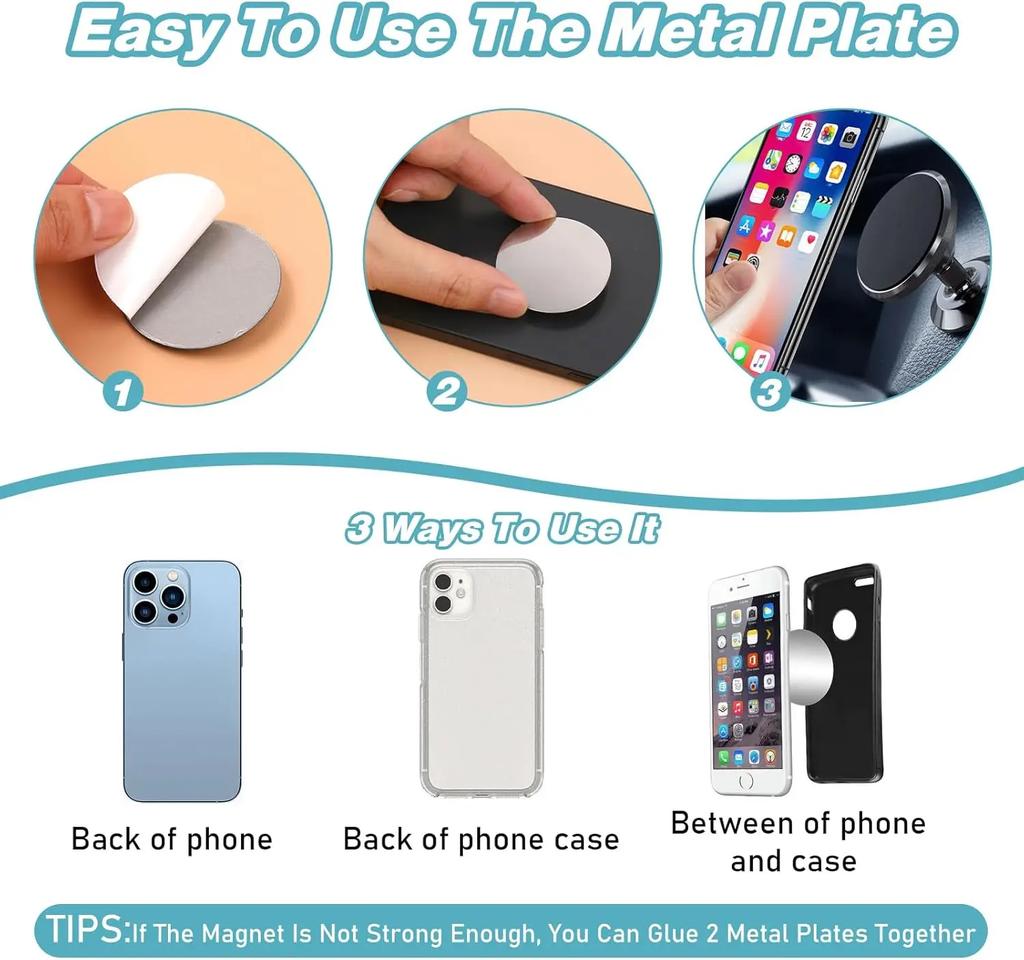 50/1PCS Universal Metal Plate for Magnetic Car Phone Holder Stands Adhesive Disk Iron Sheet Magnetic Mount for IPhone Samsung