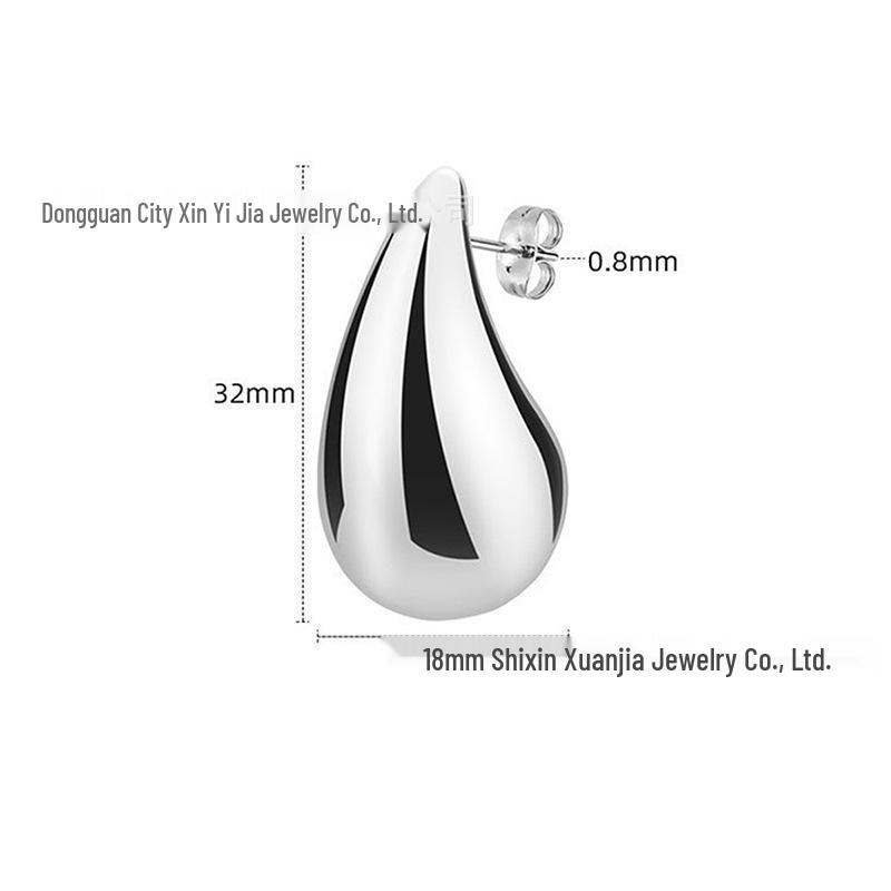 18K Gold Plated Stainless Steel Water Drop Melon Seed Earrings for Women