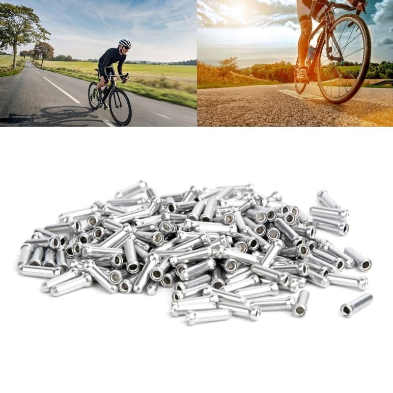 100 Pcs Bike Cable End Caps Aluminum Alloy Cable End Crimps Brake Cable End Tip