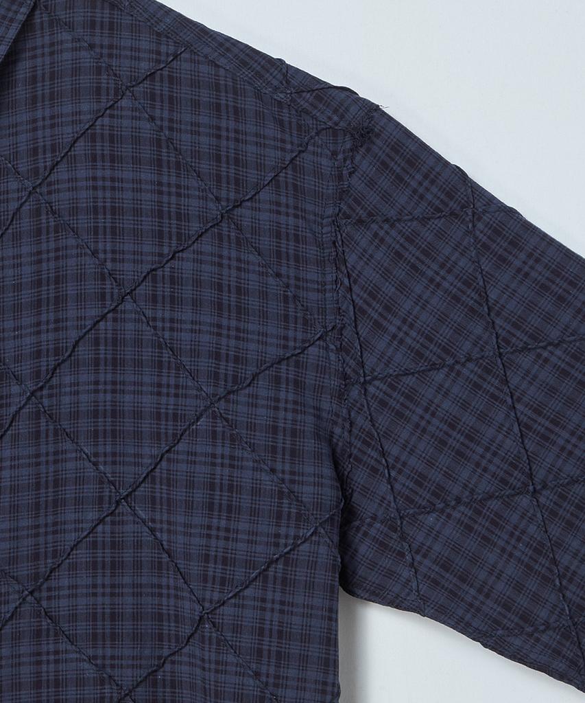 BEYOND CLOSET [Collection Line] Artisan Stitch Check Shirt Navy