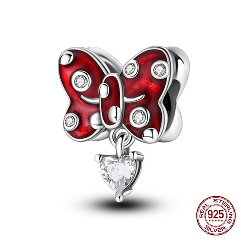 925 Silver Glass Butterfly Charms Beads for 3mm Bracelet Necklace Womens DIY Fine Jewelry Gifts