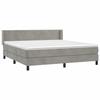 Lit avec sommier et matelas - 160x200cm - Velours gris clair - Tête de lit réglable - Ressorts ensachés