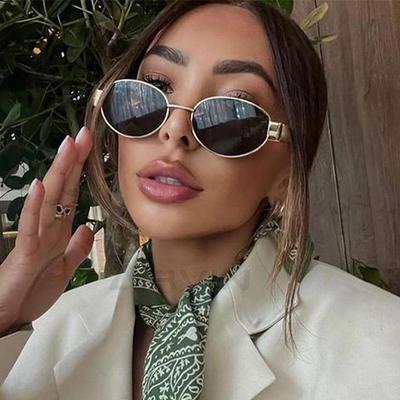 Sexy Small Oval Women'S Sunglasses Trendy Luxury Design Metal Frame Shades Uv400 Eyewear For Female Classic Vintage Sun Glasses