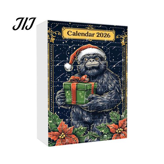 Christmas Party Favors Advent Calendar, Ape Series 24 Day Countdown Box with Xmas Gift Acrylic Pendants, Festive Tree Hanging Ornaments for