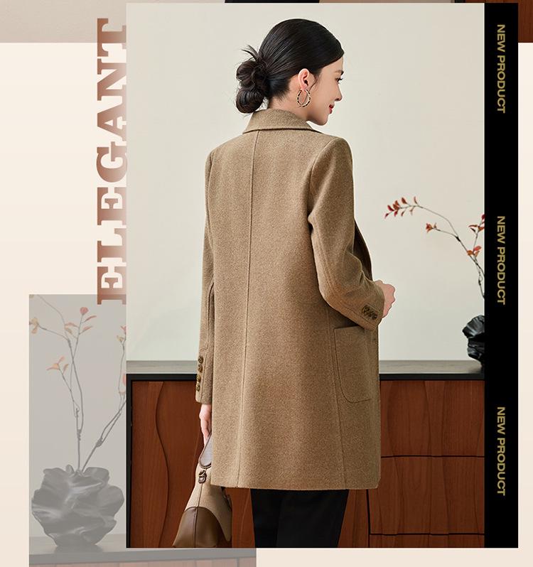 Women's Black Wool Coat - High-End, Thick, Mid-Length, Stylish for Autumn/Winter 2025