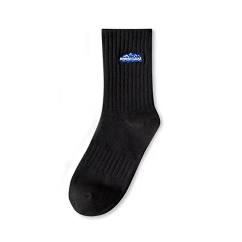 

Носки Snow Mountain, японские универсальные мужские и женские носки среднего размера, носки Tide для пар, впитывающие пот буквы One Size чёрный