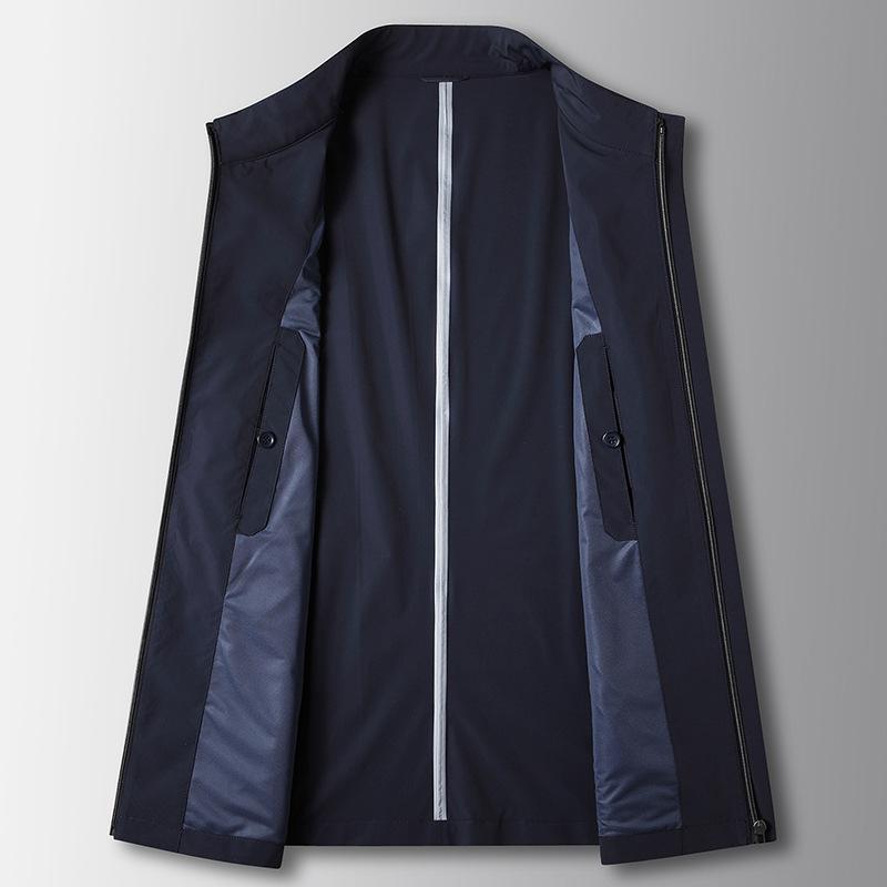 Spring and Autumn New Stand-up Collar Seamless Pressed Rubber Middle-aged and Young People Light Luxury Business Leisure Thin Jacket