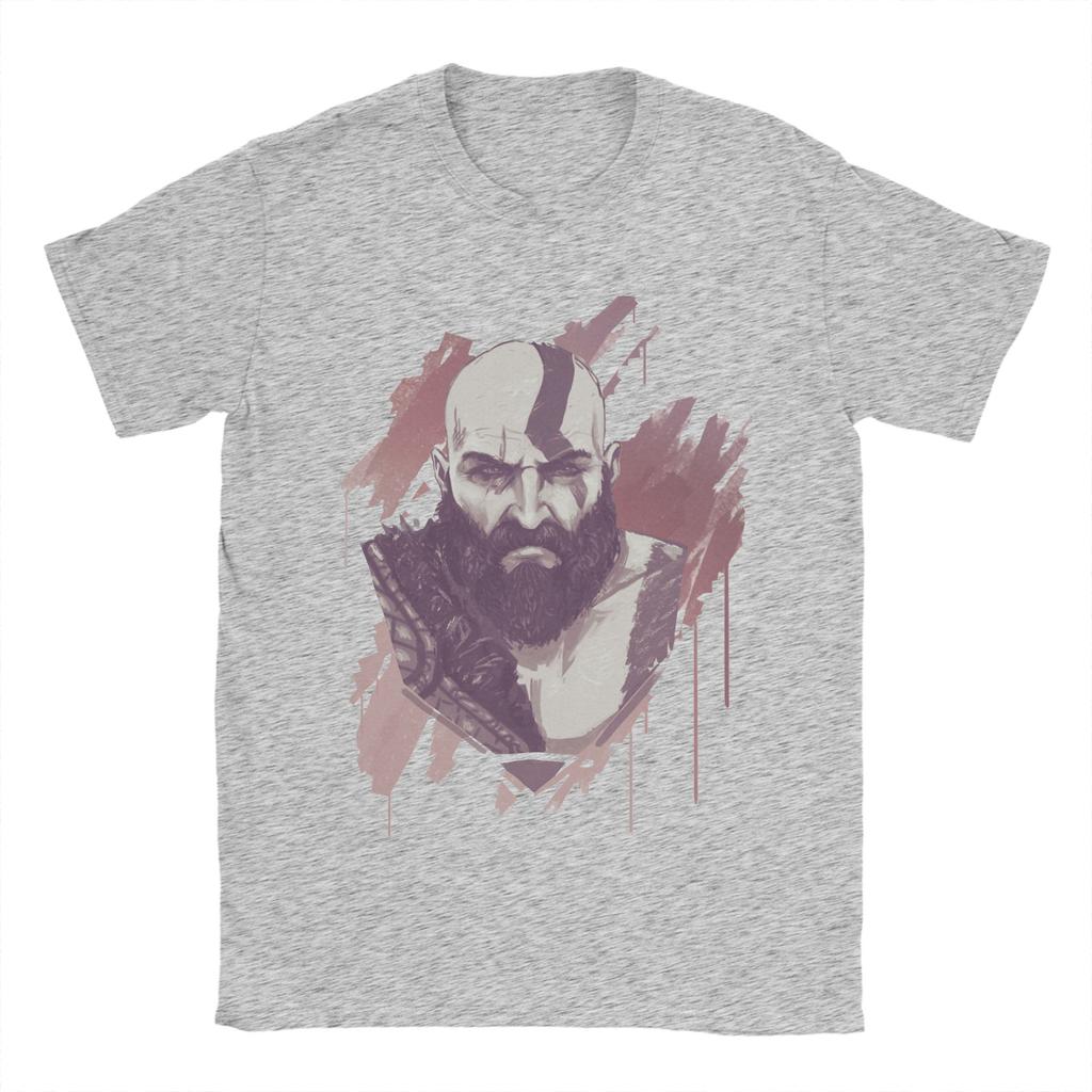 Self Art Gow T Shirts Unisexs Pure Cotton Novelty TShirt Round Neck God of War Kratos Tees Short Sleeve Tops Plus Size