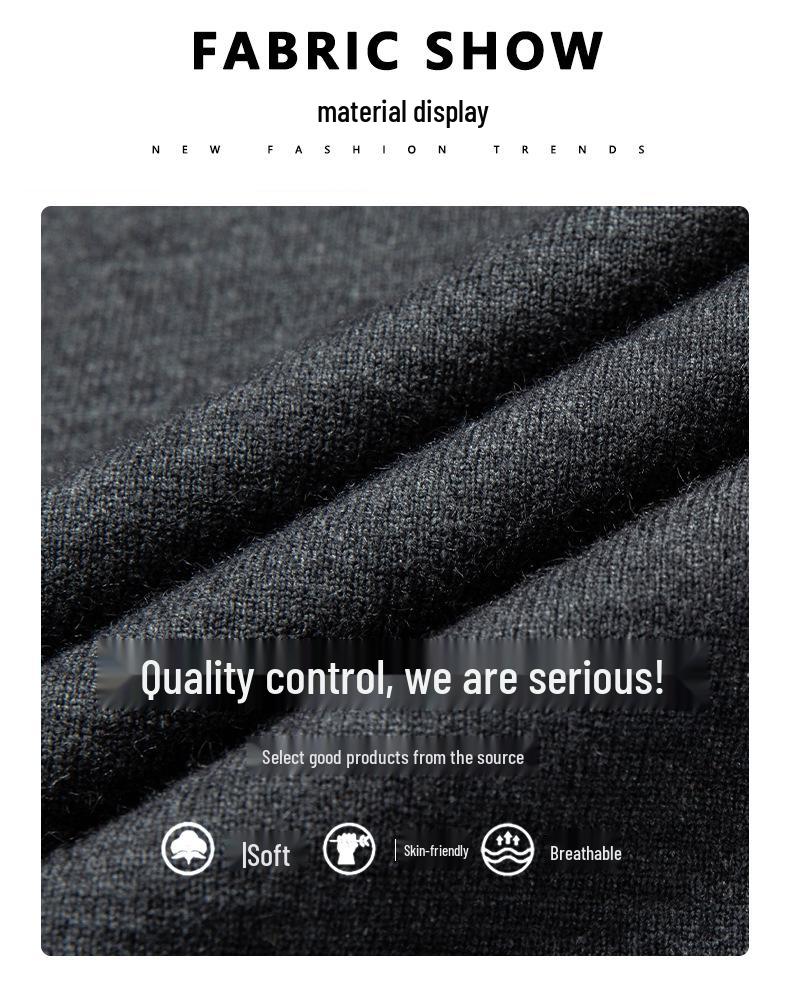 Men's Casual V-Neck Solid Color Knit Sweater - Autumn/Winter Long Sleeve Base Layer