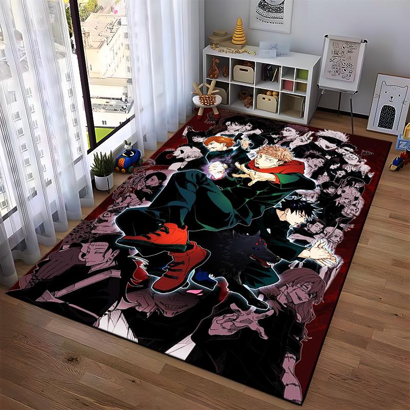 Anime-Teppich mit lebendiger Charakter-Collage für Wohnzimmer-Dekoration Geeignet für die Verwendung als Anti-Rutsch-Matte für Wohnzimmer, Schlafzimmer, Sofas