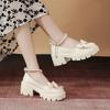 Fashion New Sexy Fashionable Elegant Shallow Mouth Round Toe Square Heel Thick Sole Casual Solid Color Bow Women's Shoes