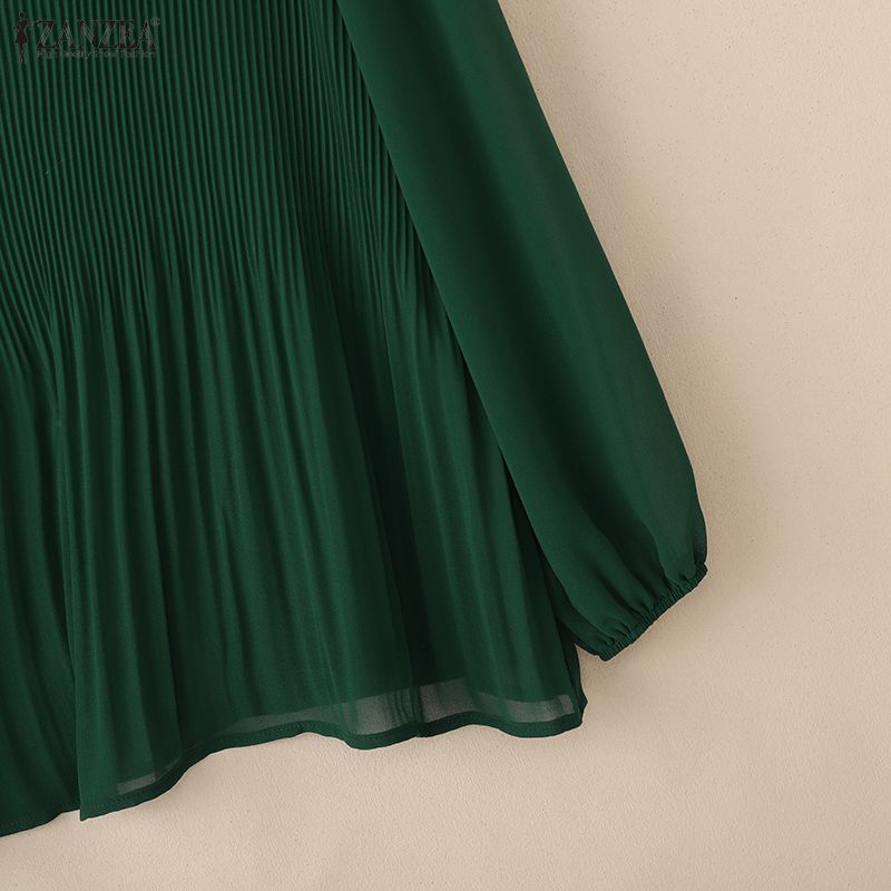 ZANZEA Women See-Through Casual V-Neck Solid Color Loose Long Sleeve Cover Up Blouse