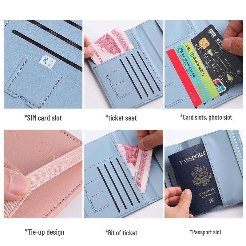 PU Leather RFID Passport Holder with Multi-Card Slots and Document Cover