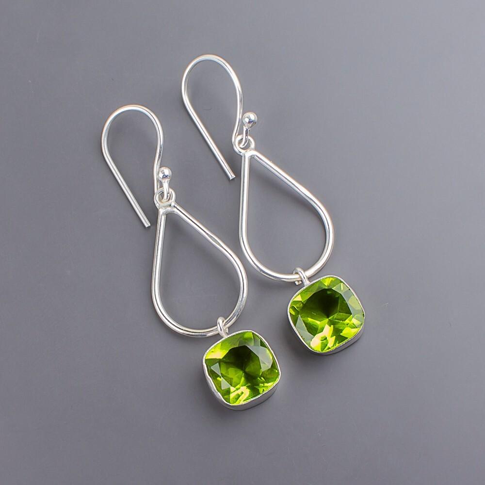 Peridot Gemstone 925 Sterling Silver Handmade Jewelry Designer Earrings 1.90" EE-7-5