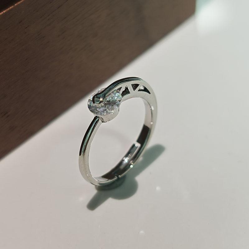 6Pcs Simple single zirconia ring with adjustable opening finger ring wedding accessory ring