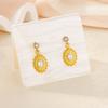 New elegant court style retro earrings pearl oval earrings titanium steel k gold non-fading