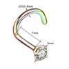 1PC 20G Steel Prong CZ Nose Screw Rings Nariz Earring Nostril Piercings Opal Twist Curved Bar Gem Nose Bone Stud Rings Jewelry