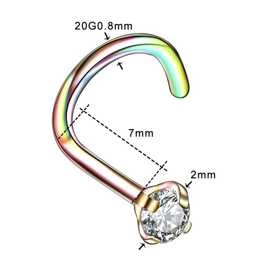 1PC 20G Steel Prong CZ Nose Screw Rings Nariz Earring Nostril Piercings Opal Twist Curved Bar Gem Nose Bone Stud Rings Jewelry