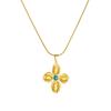 Gold Plated Stainless Steel Flower Pendant Necklace with Turquoise Center for Women