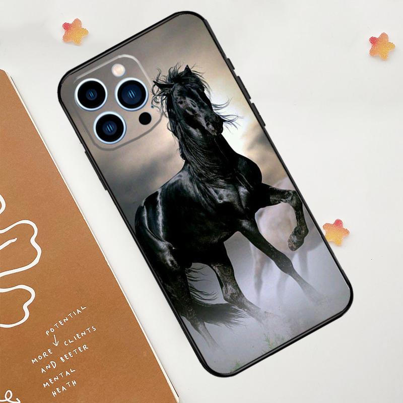 Beautiful Black Horse Phone Case For iPhone 17 Pro Max 14 13 12 11 15 16 Pro Max mini 15 Plus 16e 17 Air Funda