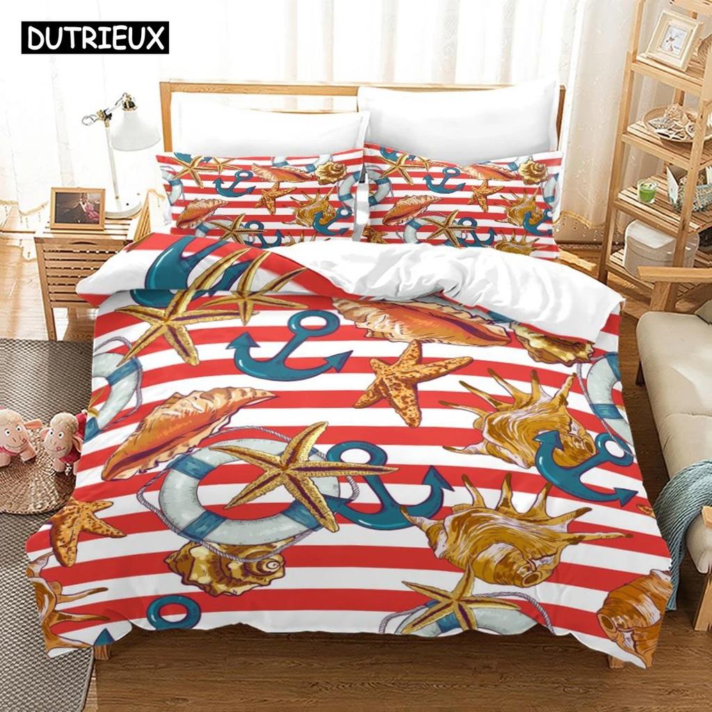 Nautische Ozean Anker Bettwäschesets Ozean Geist Bettbezug Bettwäscheset King Queen Bettwäsche mit Kissenbezug Bettzeug