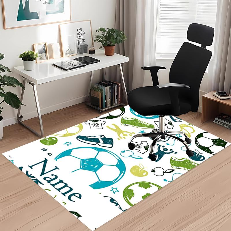 Benutzerdefinierter Fußball-Teppich mit Namen, für Bürostuhl, Wohnzimmer, Schlafzimmer, Küche, Dekor, Geschenke.