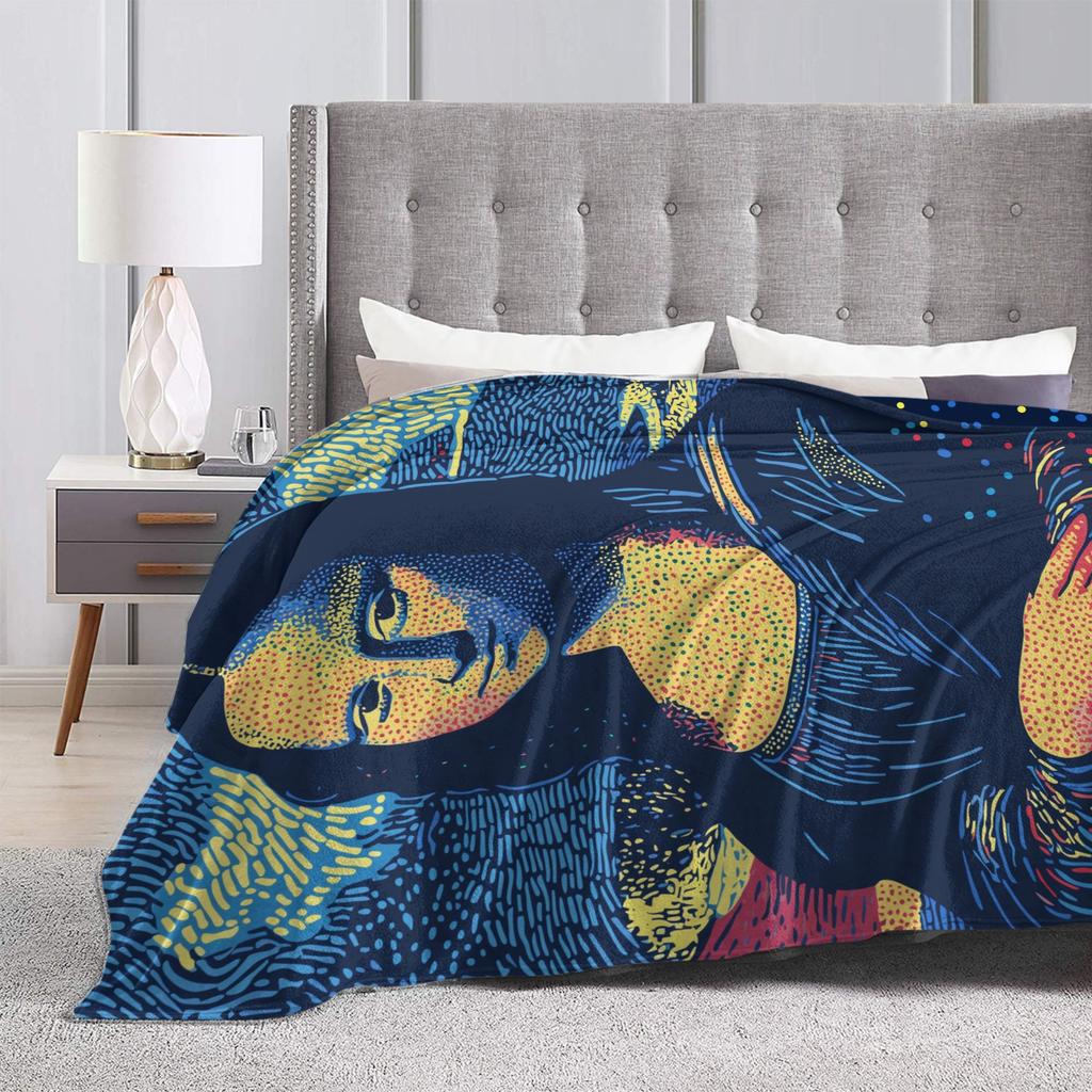 Pop Art Mona Lisa Throw Blanket Cozy Funny Blanket  For Couch Chair Travel Car Flannel Bedspread Bed Cover