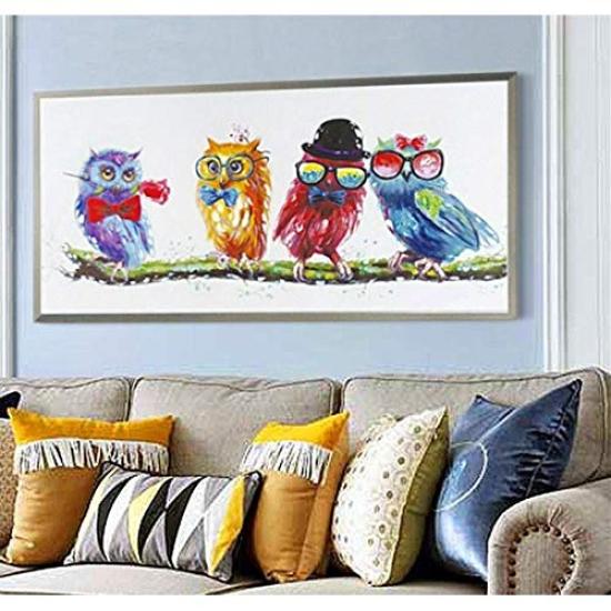 Cute Owl Wall 49cm X Feng Oil Art Year of the Rooster Art, 95cm, Framed, Stylish, Landscape, Shui, Painting, Panel, Owl,