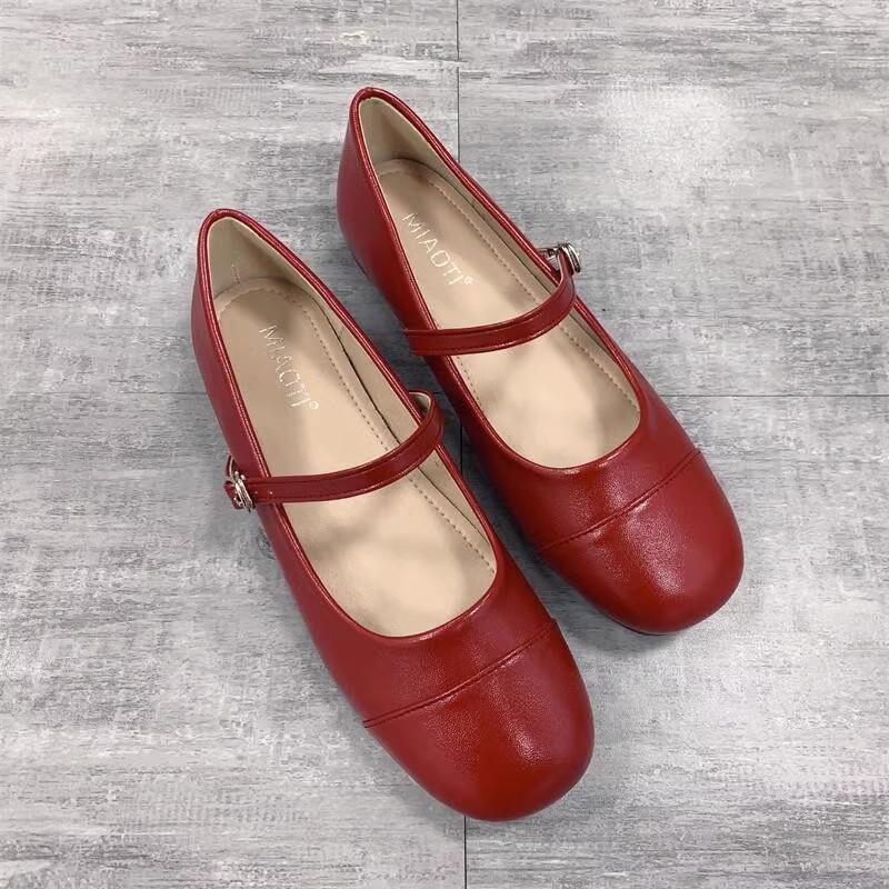 Fashion 2025 Flat Shoes Women's Spring Autumn New Vintage Mary Jane Shoes Women's Shallow Square Toe Large Size Women's Shoes 41-43
